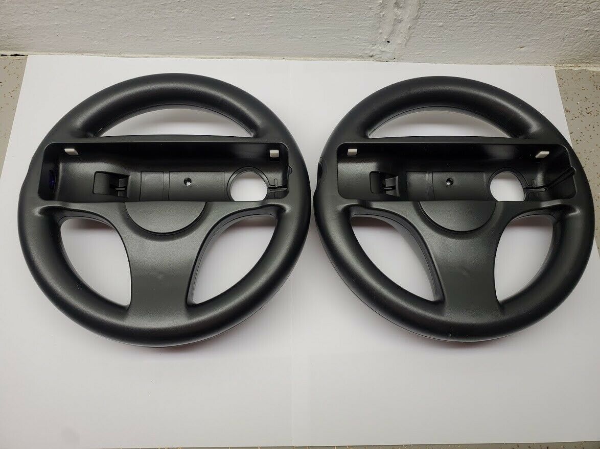 2 Black Pack Mario Kart Racing Steering Wheel for Nintendo Wii Remote Game Controller