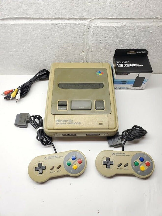 Discolored Nintendo Super Famicom Console Controller x2 SNES Japan Import With Cables