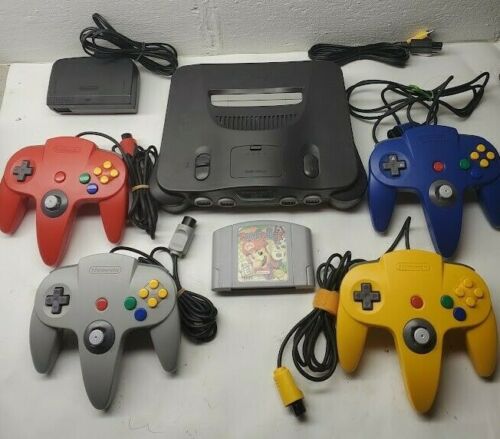 Nintendo 64 N64 console bundle 4 official Nintendo controllers & Mario Party OEM